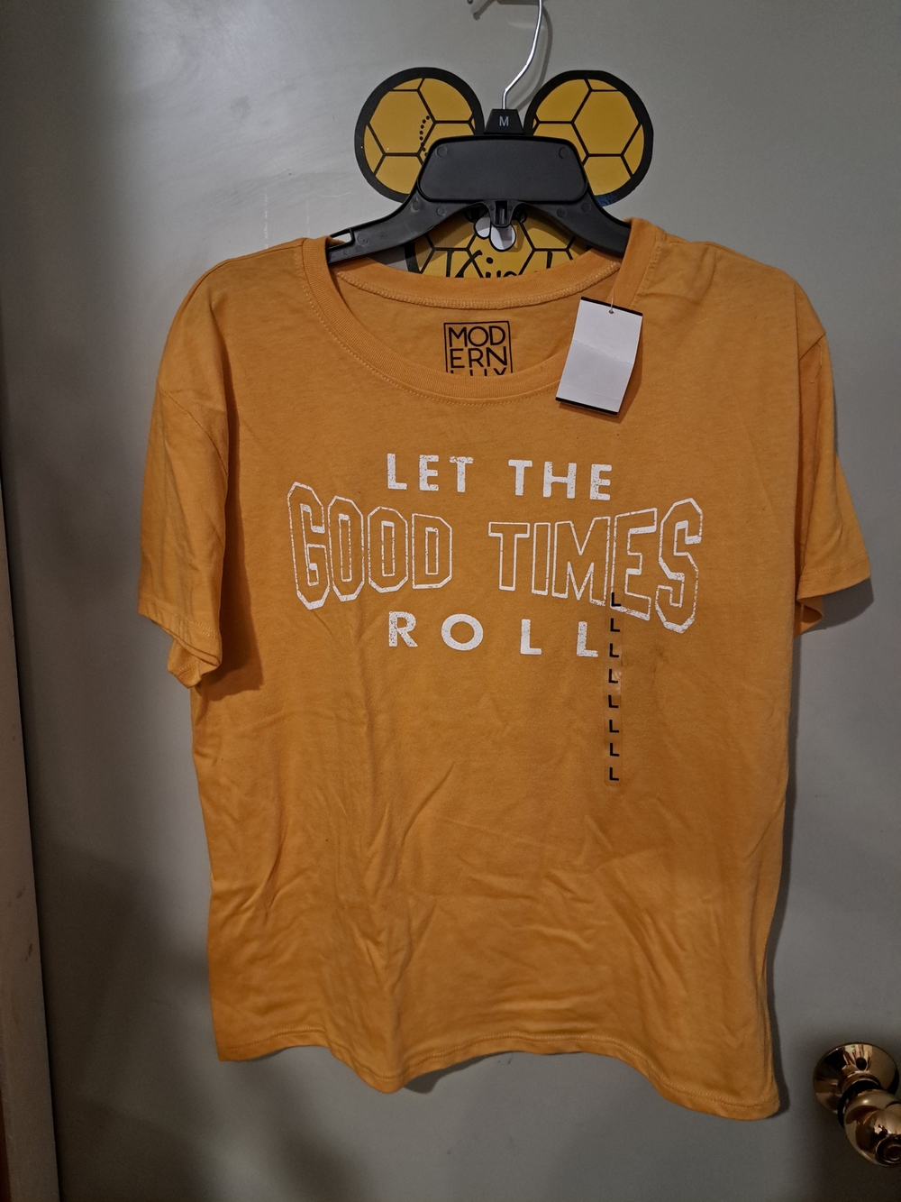 Modern Crewneck T-Shirt - Let The Good Times Roll (Mustard)